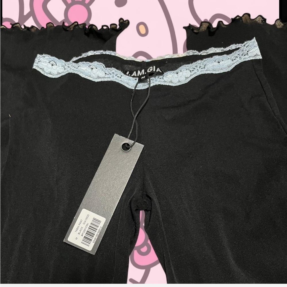 IAMGIA Black Mesh Pants with Lace Trim